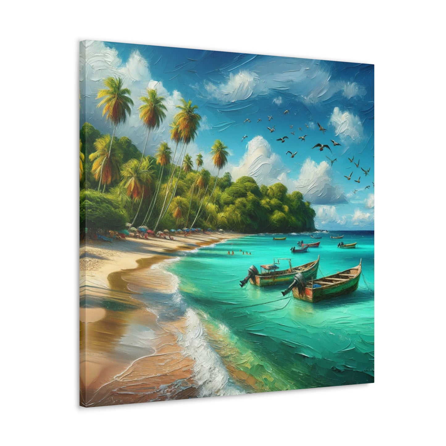 Art Print of Caribbean Beach Scene, Swallows Beach, Tobago, West Indian Art, Canvas Gallery Wraps