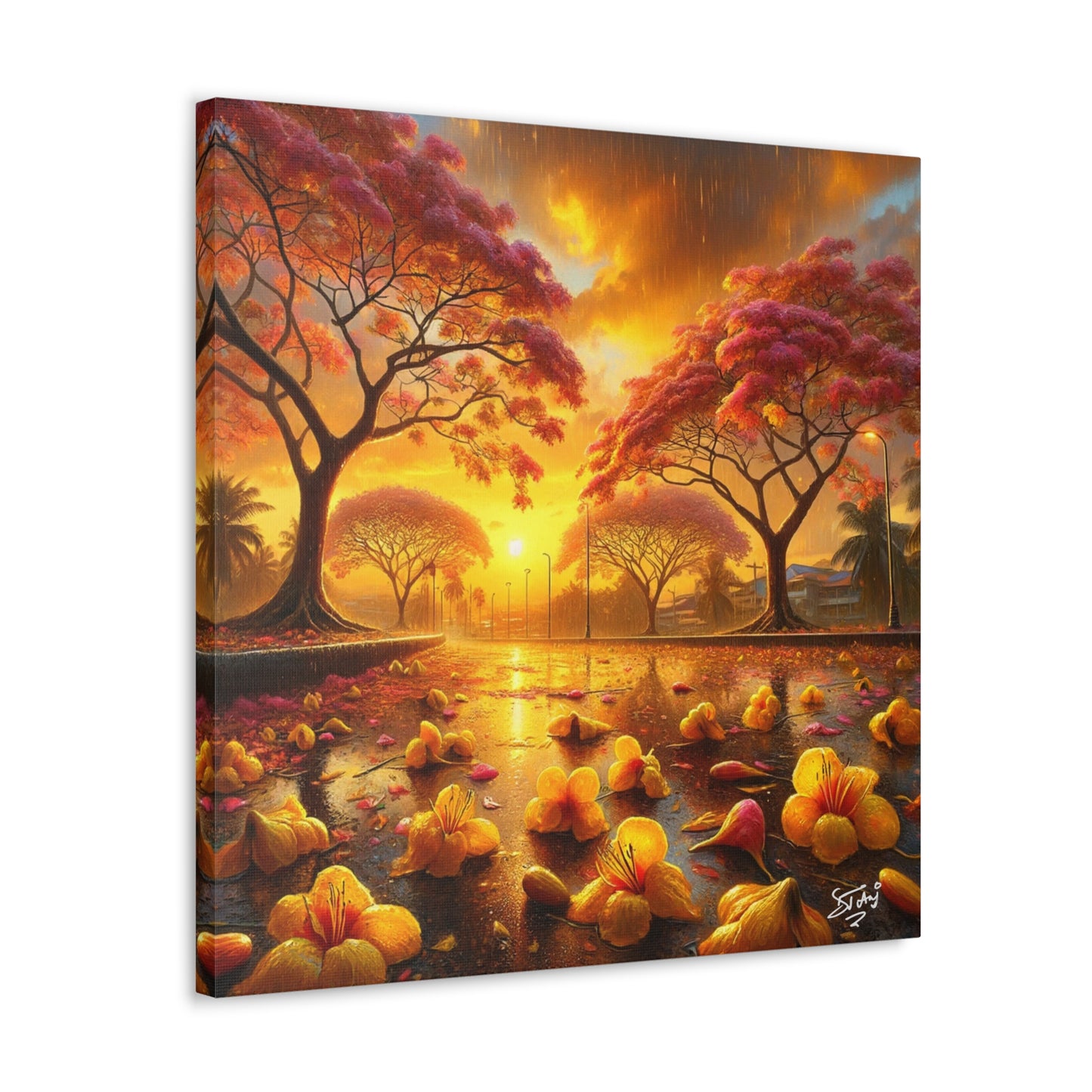 Print#3 of Poui Trees, Rainy Sunset in the Caribbean, Canvas Gallery Wraps