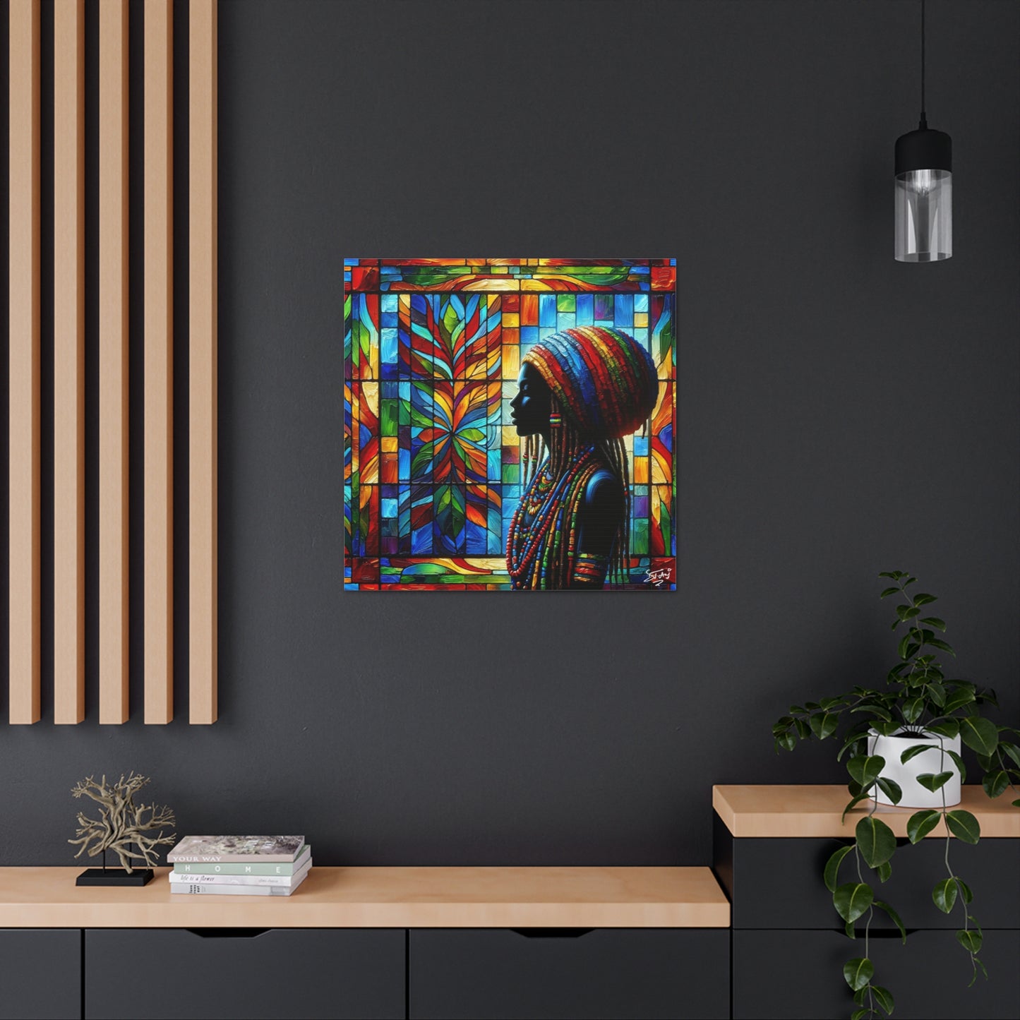 Art Print, Afro-Caribbean Woman, Oil Finish, West Indian Ethnicity, Cultural, Heritage, Semi-Abstract, Canvas Gallery Wrap