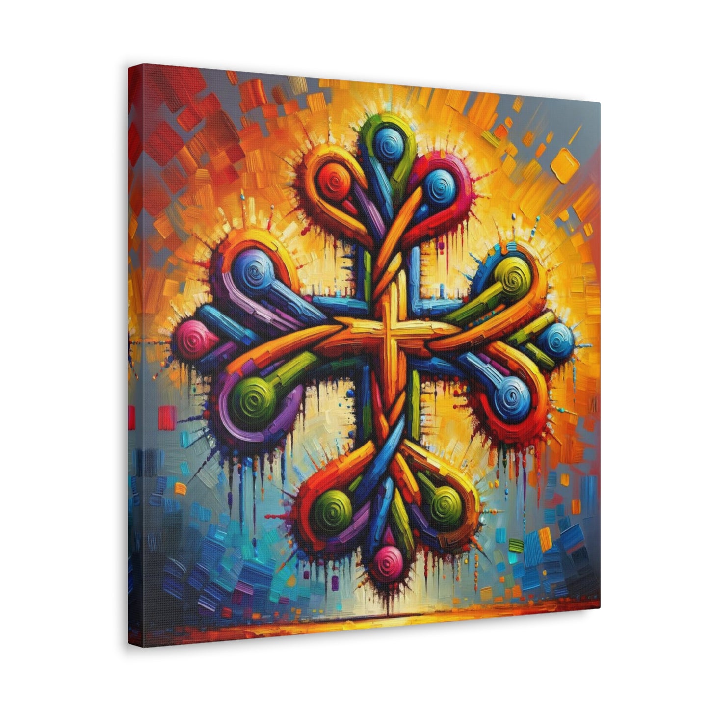 Art Print, "African Unity" Oil Finish, Abstract, One Love, West Indian Ethnicity, Cultural, Heritage, Semi-Abstract, Canvas Gallery Wrap