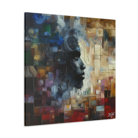 Art Print, Afro-Caribbean Man "In Abstraction," Oil Finish, West Indian Ethnicity, Cultural, Heritage, Abstract, Canvas Gallery Wrap