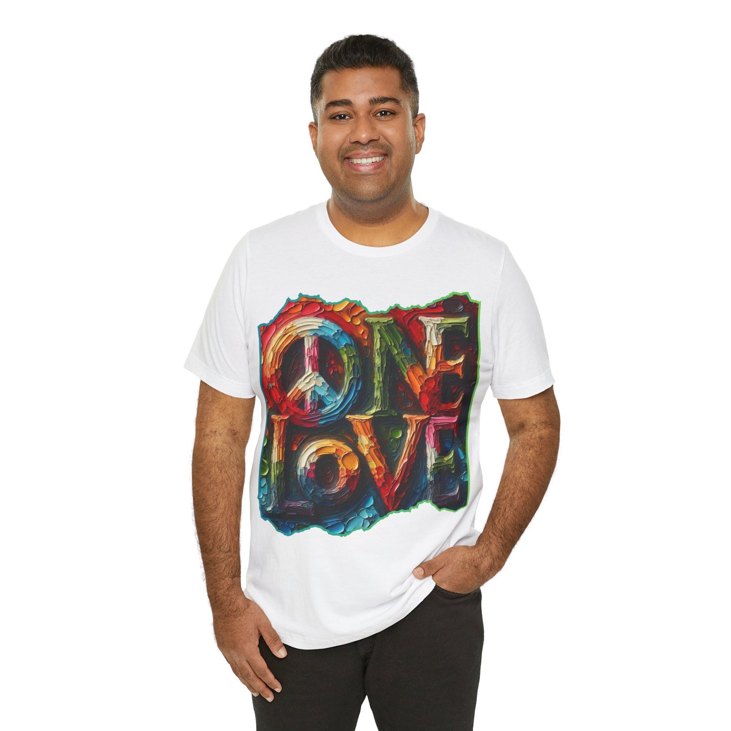 Unisex Jersey Short Sleeve Tee, "One Love" Imposter Syndrome, Mental Wellness, Stress Relief, Self-Awareness, Unity, Inclusion, Anti-Racism, One Love, Inclusion, DEI, Diversity