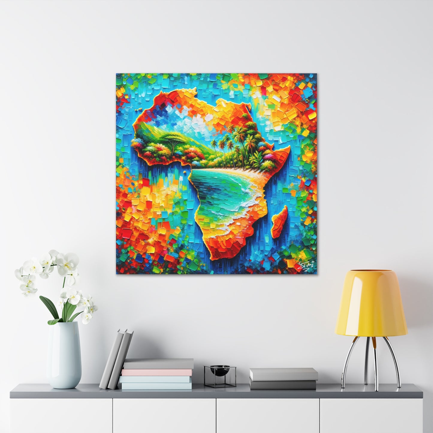 Art Print, "From Africa to the Caribbean" Oil Finish, West Indian Ethnicity, Cultural, Heritage, Abstract, Canvas Gallery Wrap