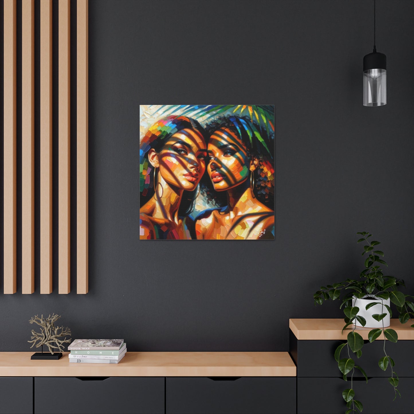 Art Print, Caribbean Women, "In the Shade" Oil Finish, West Indian Ethnicity, Cultural, Heritage, Canvas Gallery Wrap