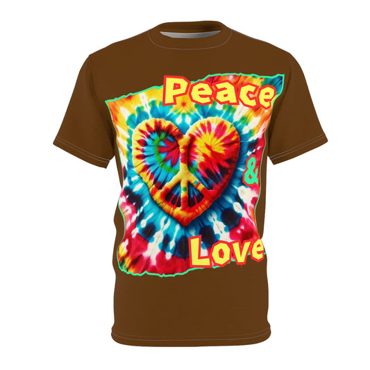 Unisex Cut & Sew Tee (AOP), "Peace & Love"