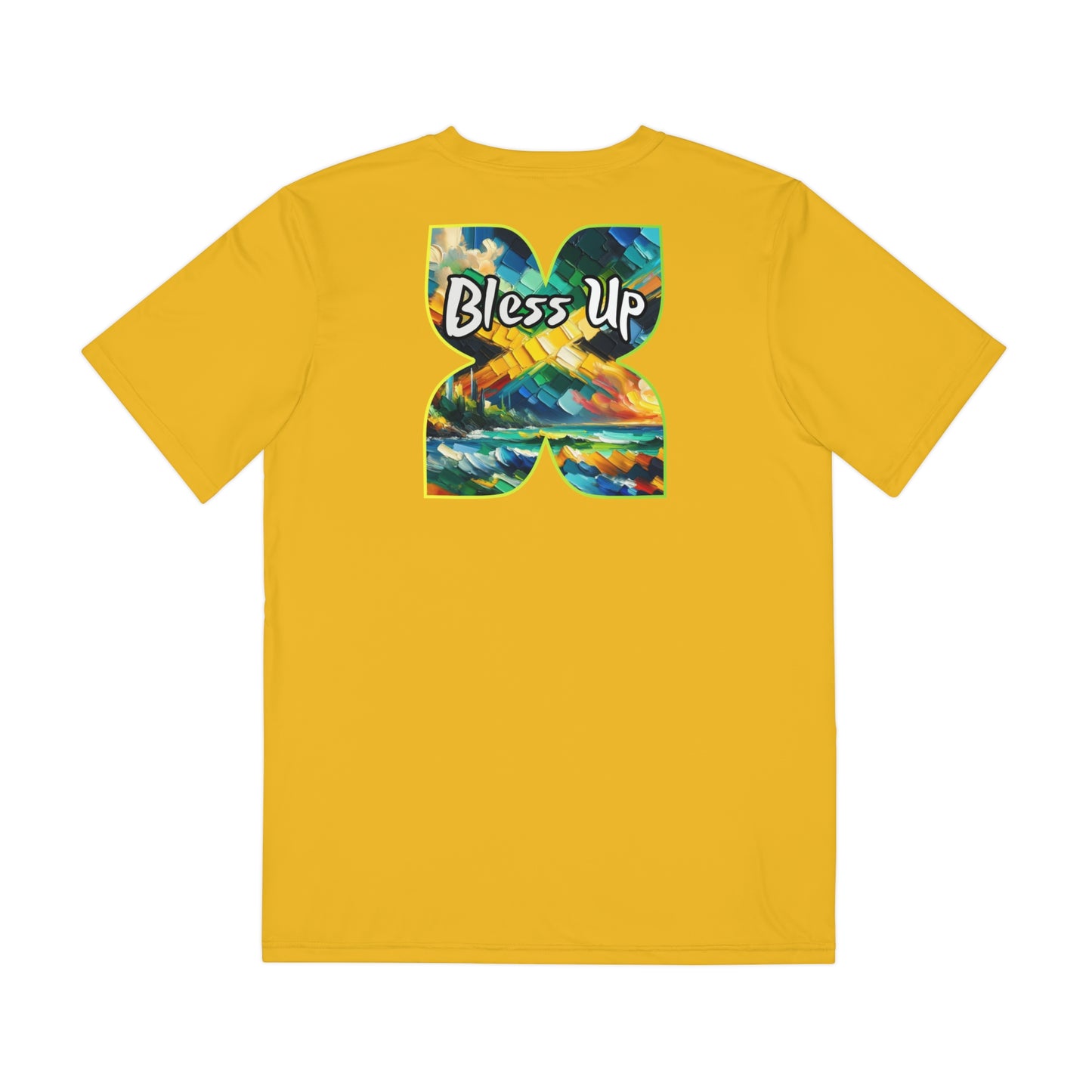 Men's Brushed Polyester Short Sleeve Tee (AOP), "Bless Up"