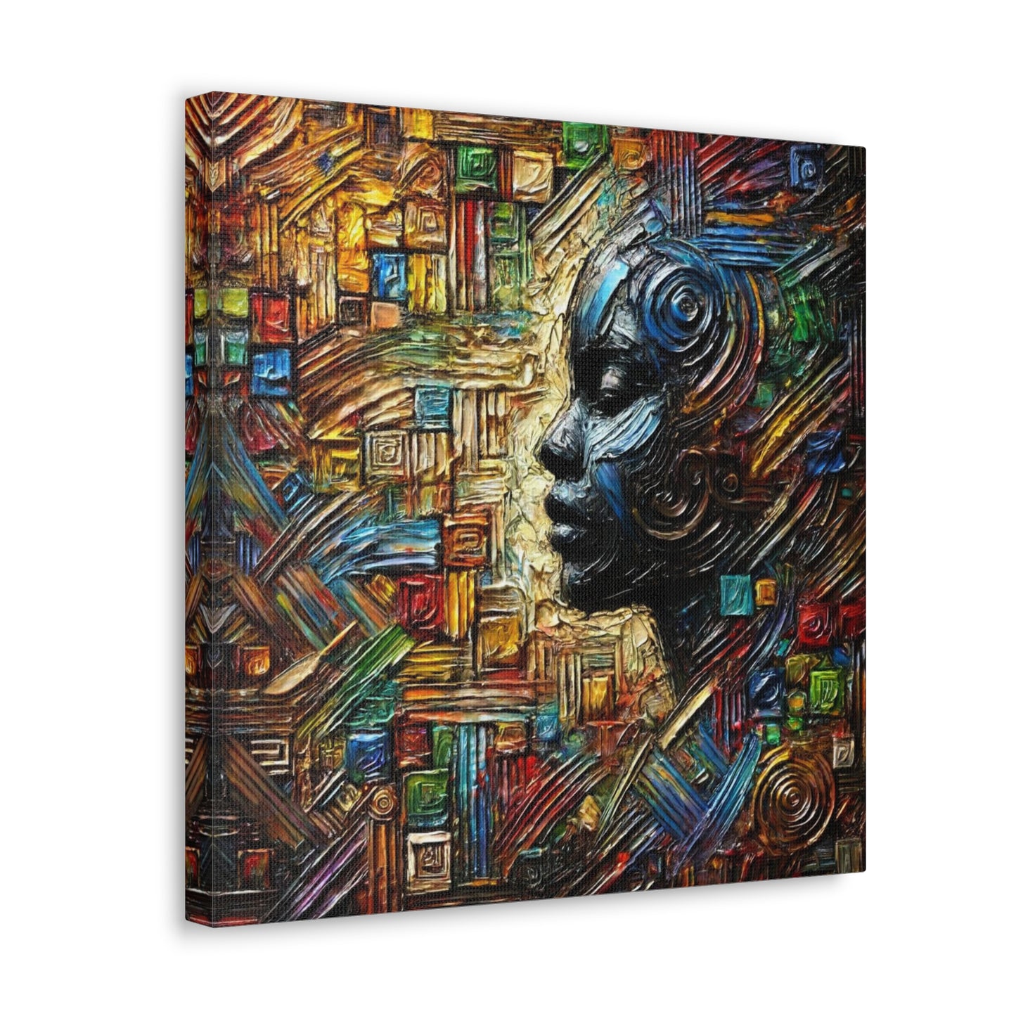 Art Print, African Print, Black Power, Silhouette, Abstract Oil Finish, Unity, One Love, Canvas Gallery Wrap