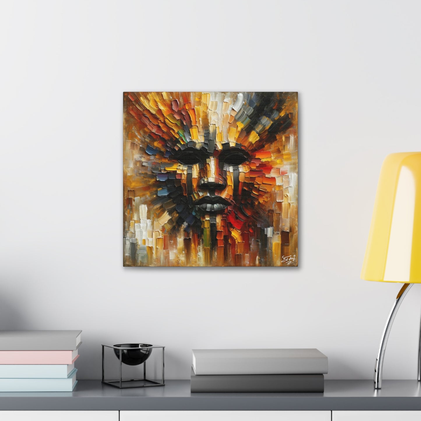 Art Print, Afro-Caribbean Mask, Oil Finish, Carnival,  West Indian Ethnicity, Cultural, Heritage, Semi-Abstract, Canvas Gallery Wrap