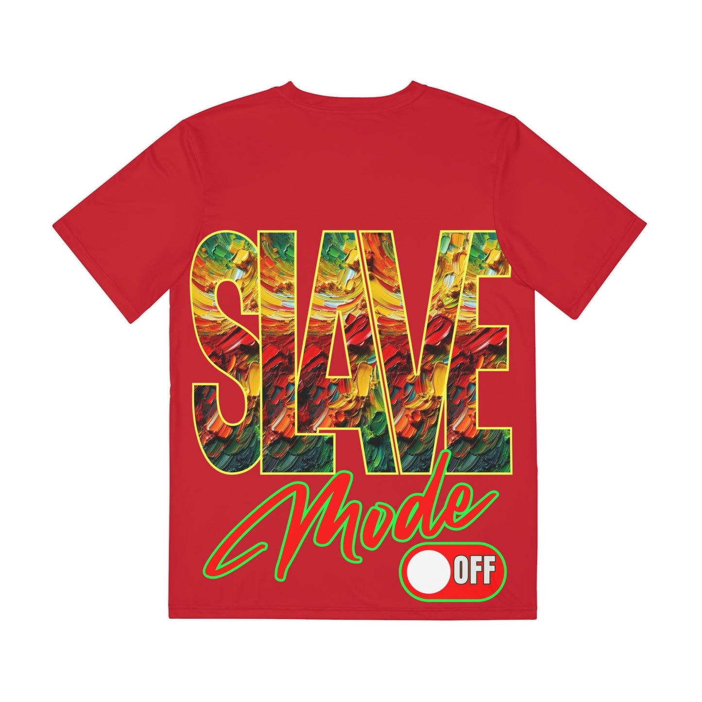 Men's Brushed Polyester Short Sleeve Tee (AOP), "SLAVE Mode Off"