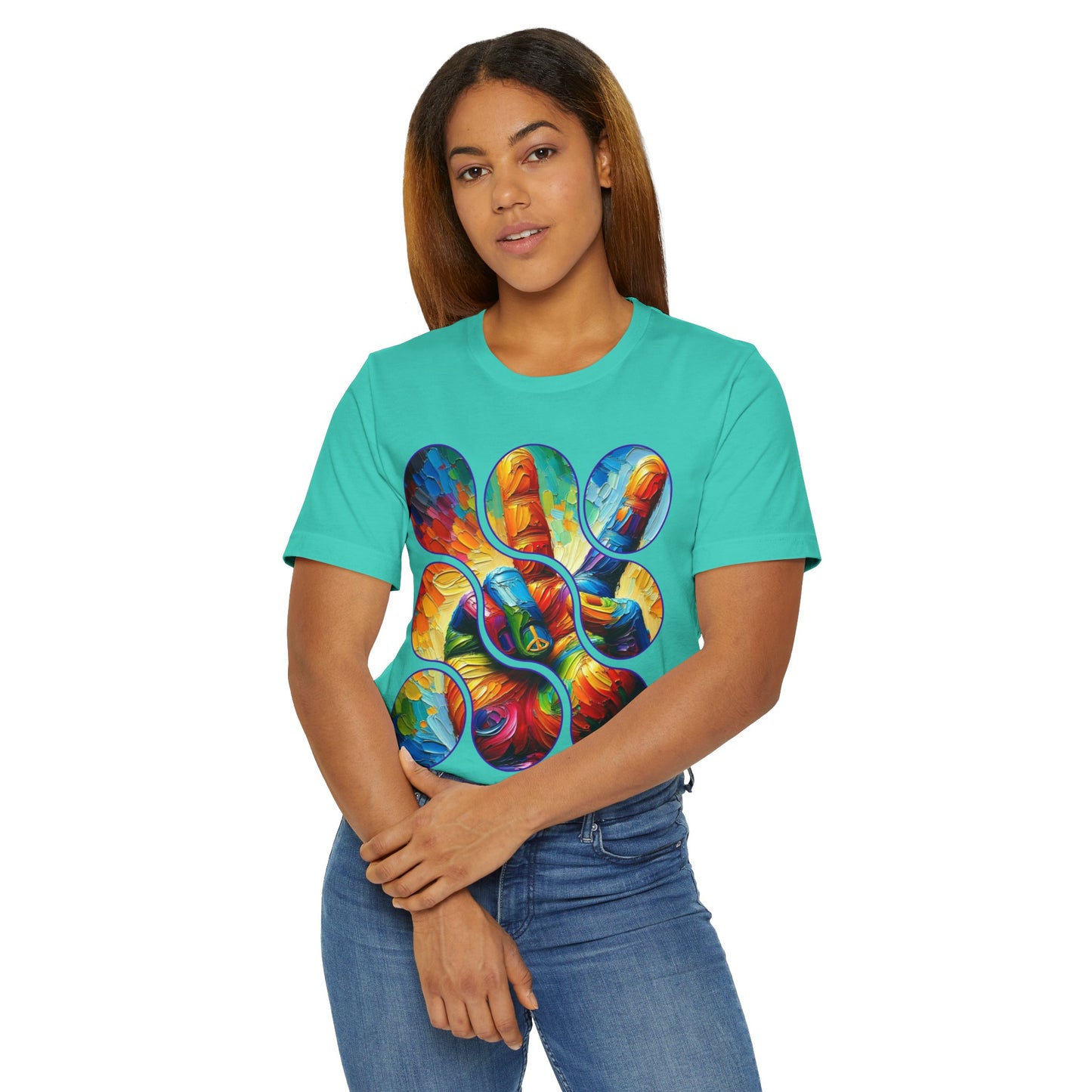 Unisex Jersey T-Shirt, "Peace" One World, Self-Love, Anti-Racism, One Love, Unity, Inclusion, Diversity, Immigrant Outsiders, Cultural Identity, Black Excellence Empowerment, Inspiration