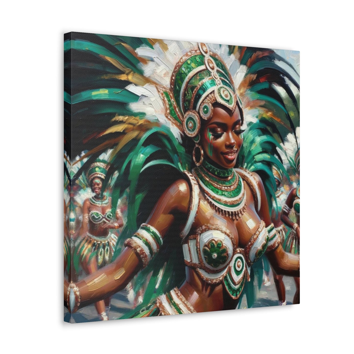 Art Print, Trini Masquerader, Carnival, Oil Finish, West Indian Ethnicity, Cultural, Heritage, Afro Caribbean Woman, Canvas Gallery Wrap