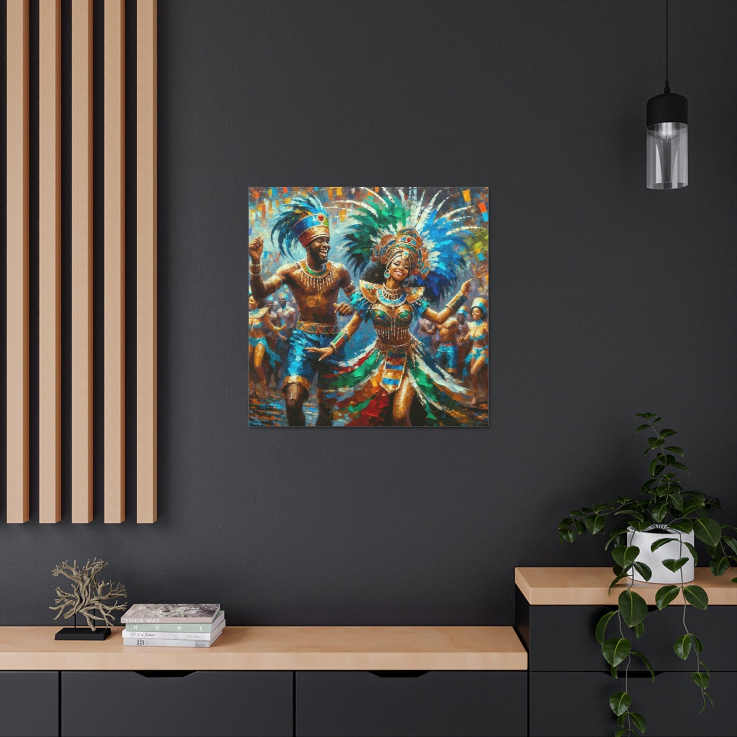 Art Print, Trini Masqueraders#6, Carnival, Oil Finish, West Indian Ethnicity, Cultural, Heritage, Indo & Afro Caribbean, Canvas Gallery Wrap