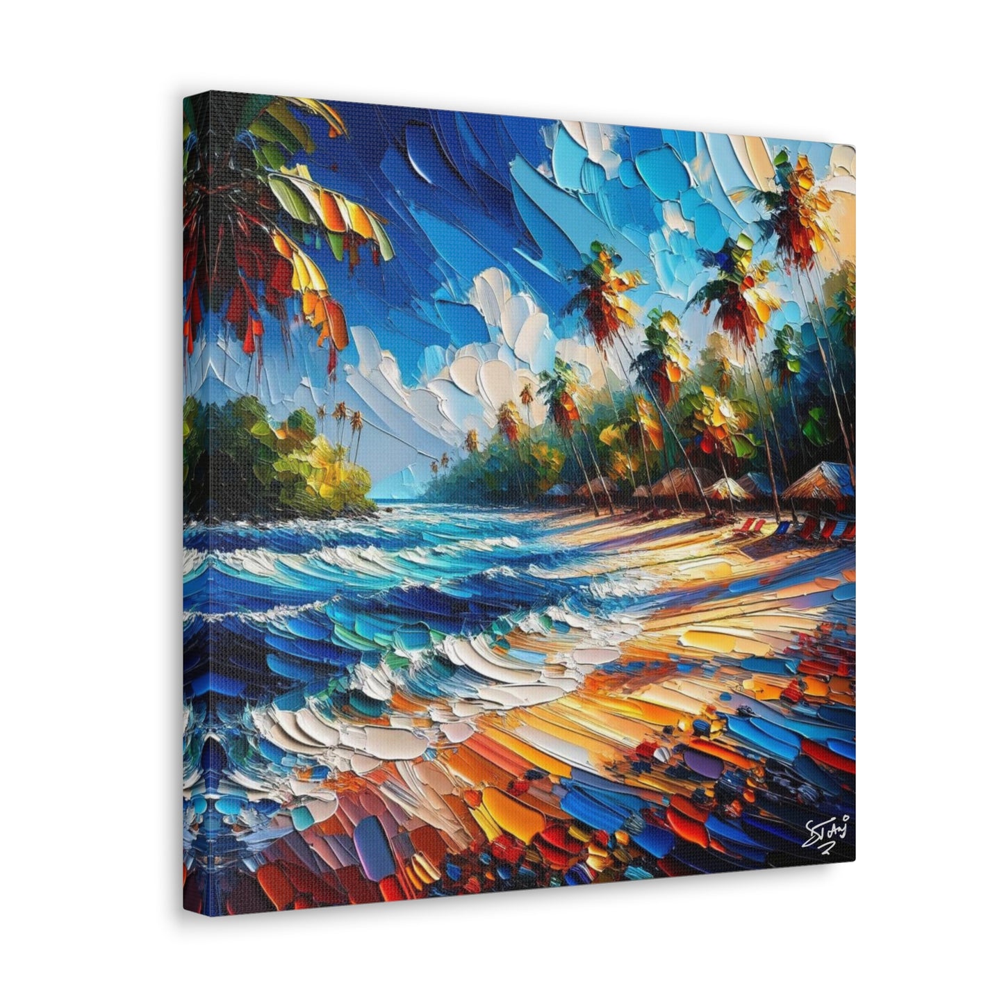 Art Print of Caribbean Beach Scene, Tobago, West Indian Art, Canvas Gallery Wraps