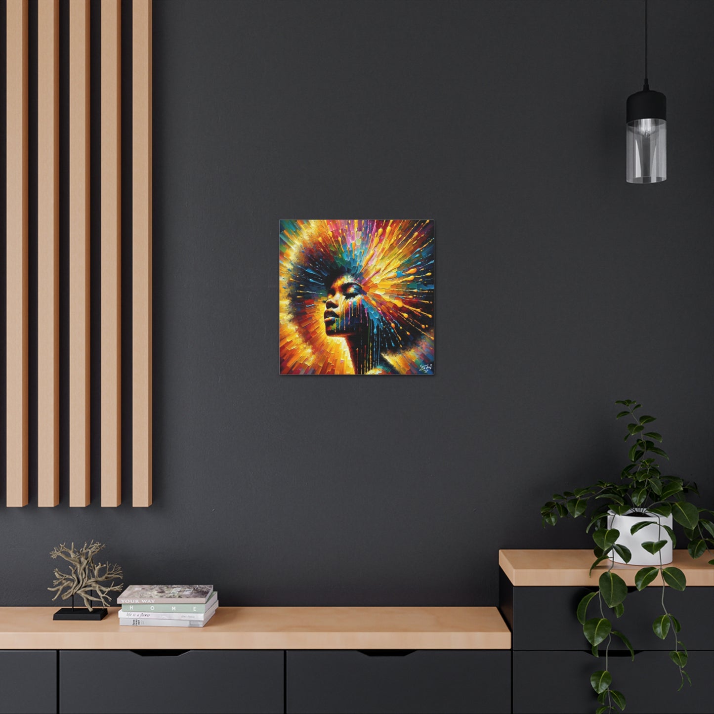 Art Print, Afro-Caribbean Woman, Oil Finish, West Indian Ethnicity, Cultural, Heritage, Semi-Abstract, Canvas Gallery Wrap