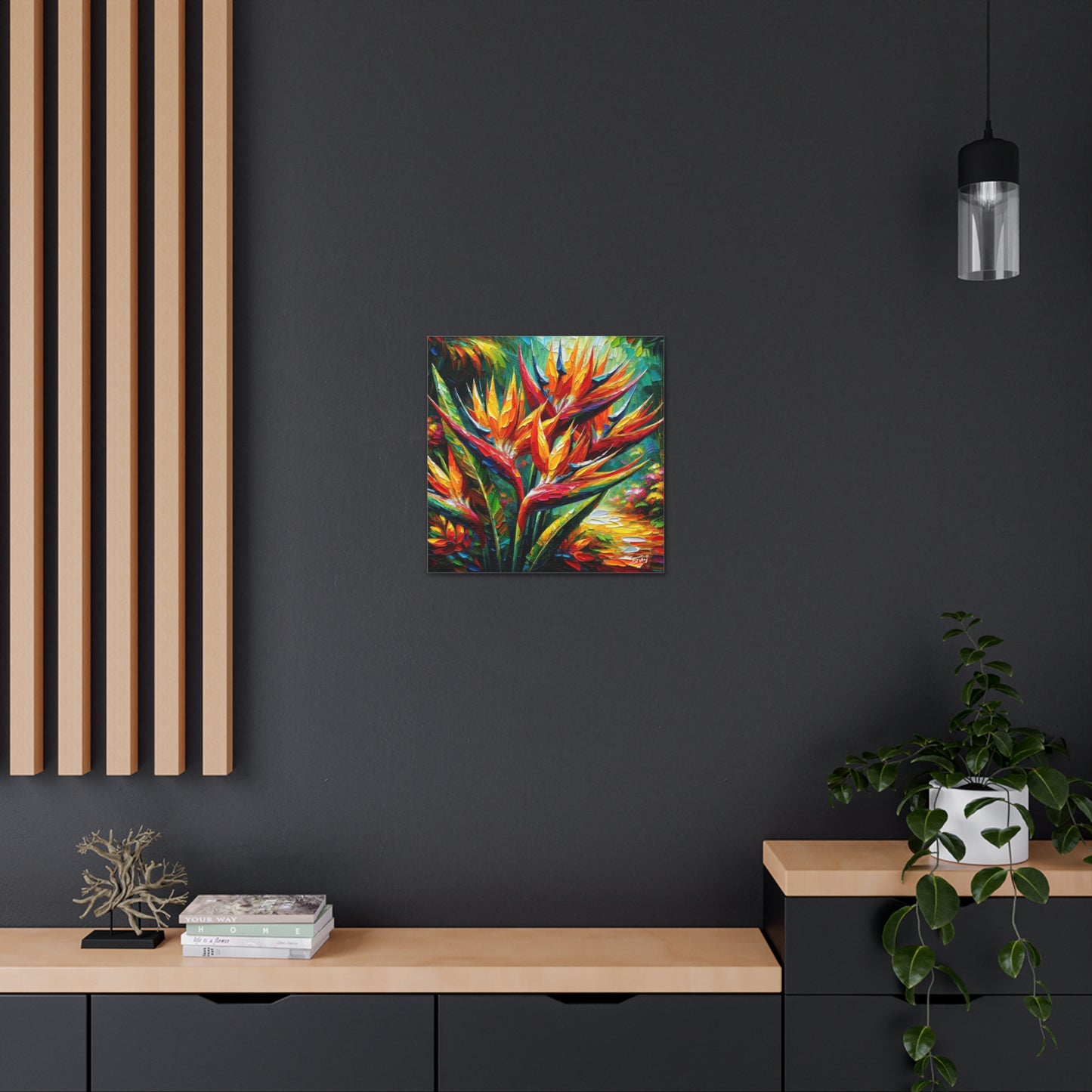 Art Print of Tropical Flower Garden, Oil Finish, West Indian Art, Canvas Gallery Wraps