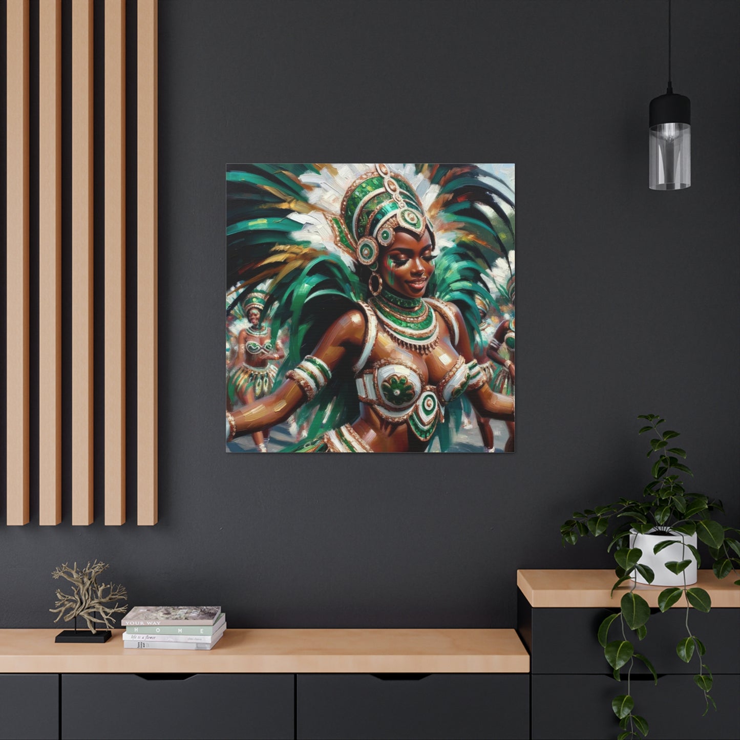 Art Print, Trini Masquerader, Carnival, Oil Finish, West Indian Ethnicity, Cultural, Heritage, Afro Caribbean Woman, Canvas Gallery Wrap