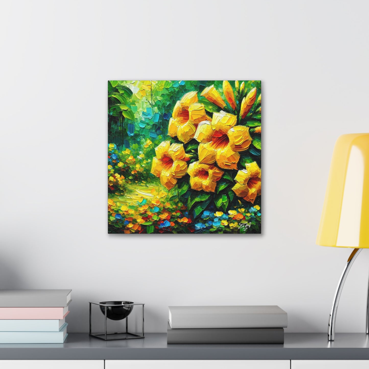 Art Print of Tropical Flowers, Oil Finish, West Indian Art, Canvas Gallery Wraps