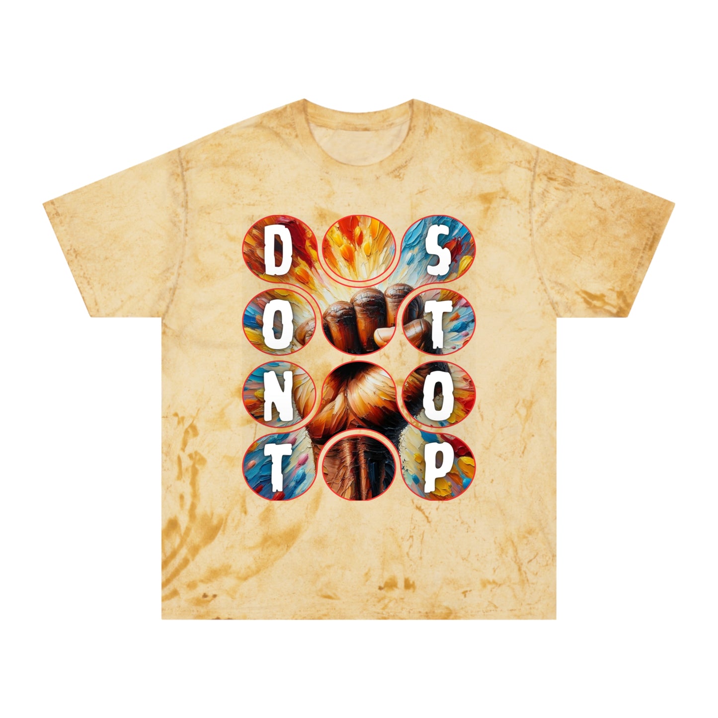 Unisex Color Blast T-Shirt "Don't Stop" Anti-Racism, Black Consciousness, Black Pride, One Love, Inclusion Diversity, Immigrant Outsiders, FashionWithPurpose, Conscious Clothing, Cultural Identity, Black Inspiration Empowerment