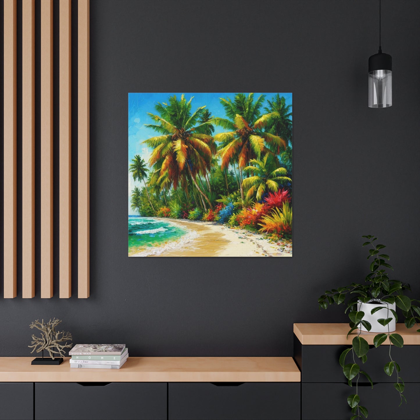 Art Print of Caribbean Beach Scene, Oil Painting, West Indian Art, Canvas Gallery Wraps