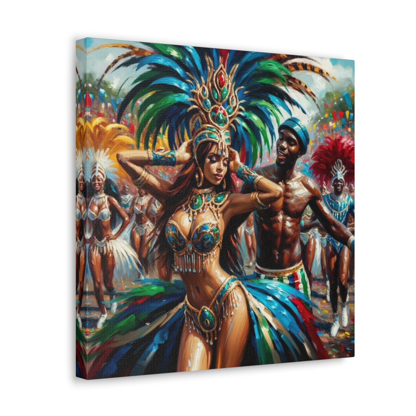 Art Print, Trini Masqueraders, Carnival, Oil Finish, West Indian Ethnicity, Cultural, Heritage, Indo & Afro Caribbean, Canvas Gallery Wraps