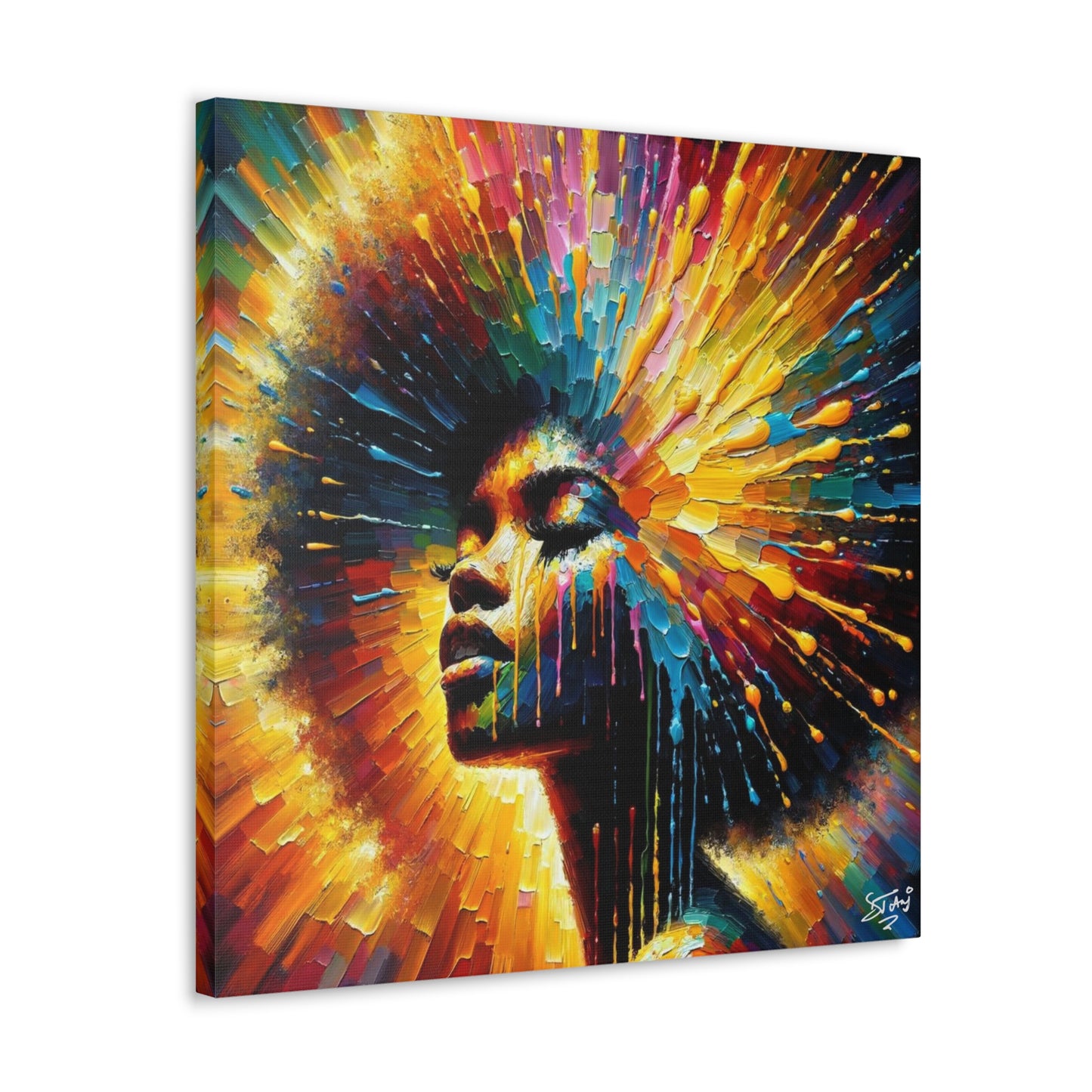 Art Print, Afro-Caribbean Woman, Oil Finish, West Indian Ethnicity, Cultural, Heritage, Semi-Abstract, Canvas Gallery Wrap