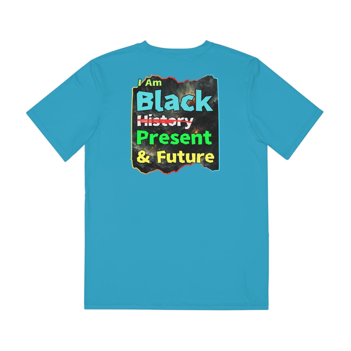 Men's Brushed Polyester Short Sleeve Tee (AOP), "I Am Black Present & Future"