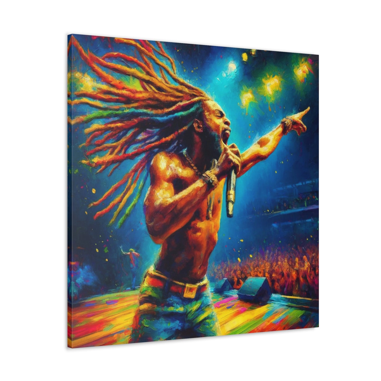 Art Print, Soca Artist, Oil Finish, West Indian Ethnicity, Cultural, Heritage, Semi-Abstract, Canvas Gallery Wrap