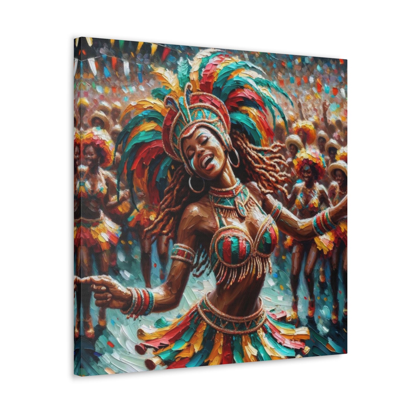 Art Print#4 of Trini Masquerader, Carnival, Oil Finish, West Indian Ethnicity, Cultural, Heritage, Art, Black Woman, Canvas Gallery Wraps