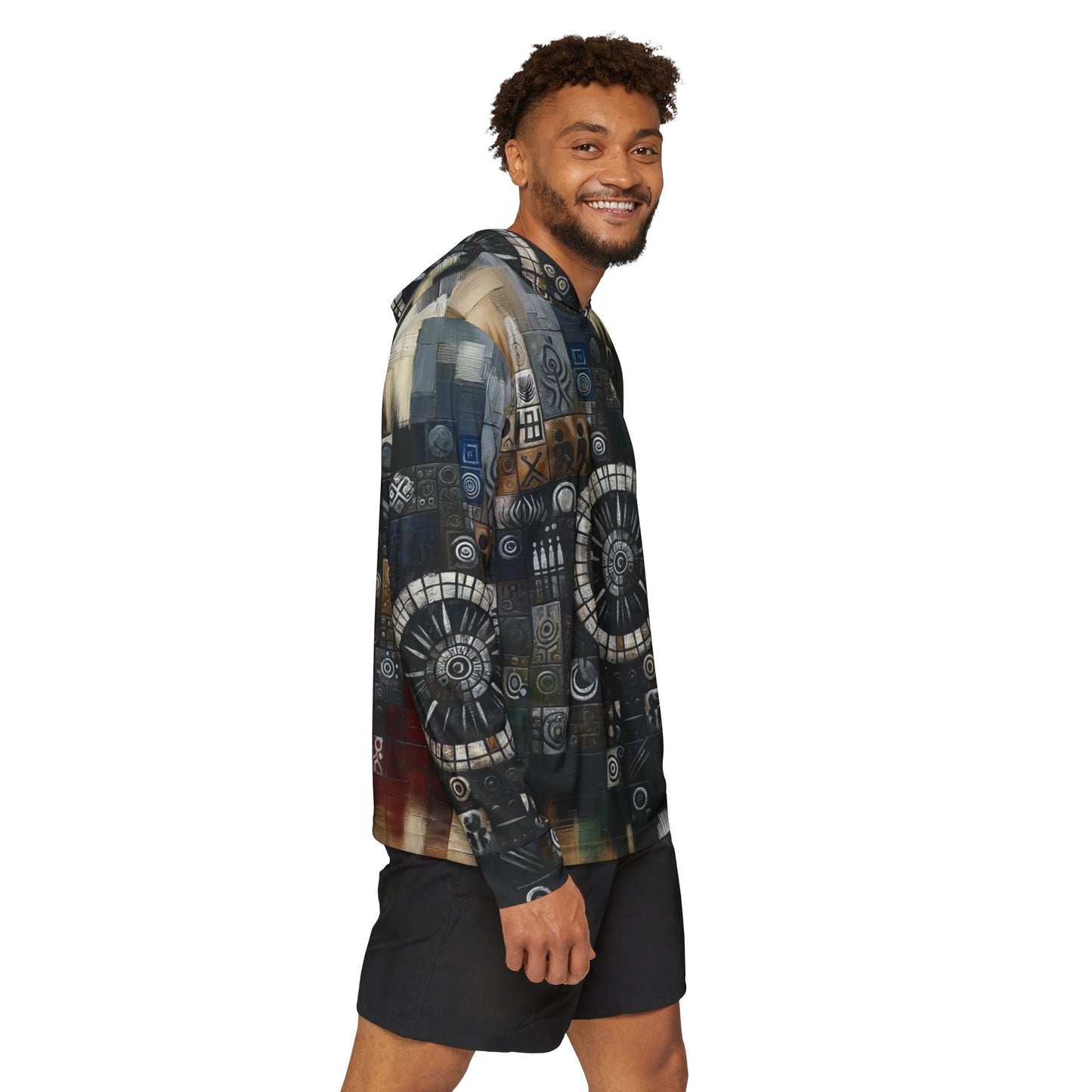 Men's Sports Warmup Hoodie (AOP), African Abstract Print