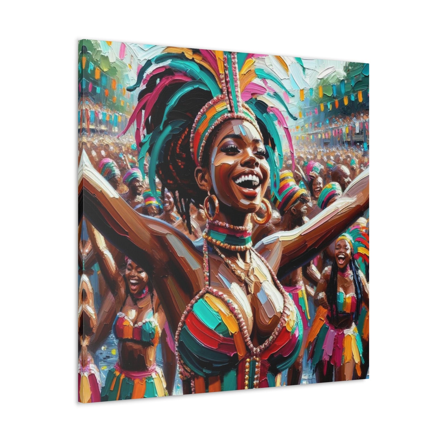 Art Print#2 of Trini Masquerader, Carnival, Oil Finish, West Indian Ethnicity, Cultural, Heritage, Art, Black Woman, Canvas Gallery Wraps