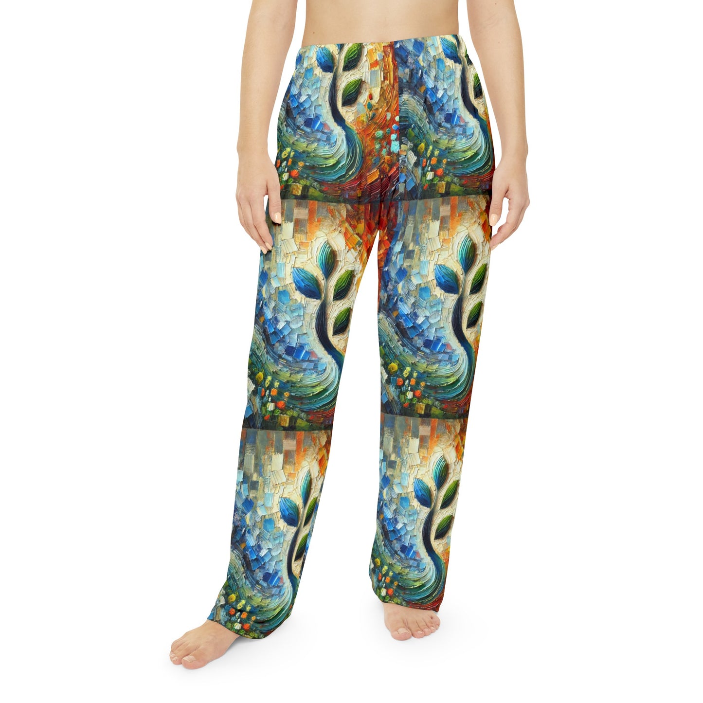 Women's Brushed Polyester Lounge Pants (AOP) Floral Abstract Print