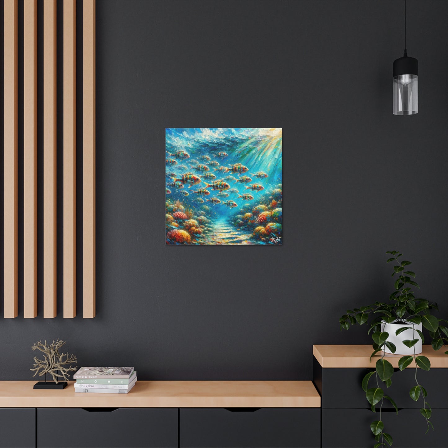 Art Print, School of Squirelfish, Oil Finish, Caribbean Nature, Canvas Gallery Wrap