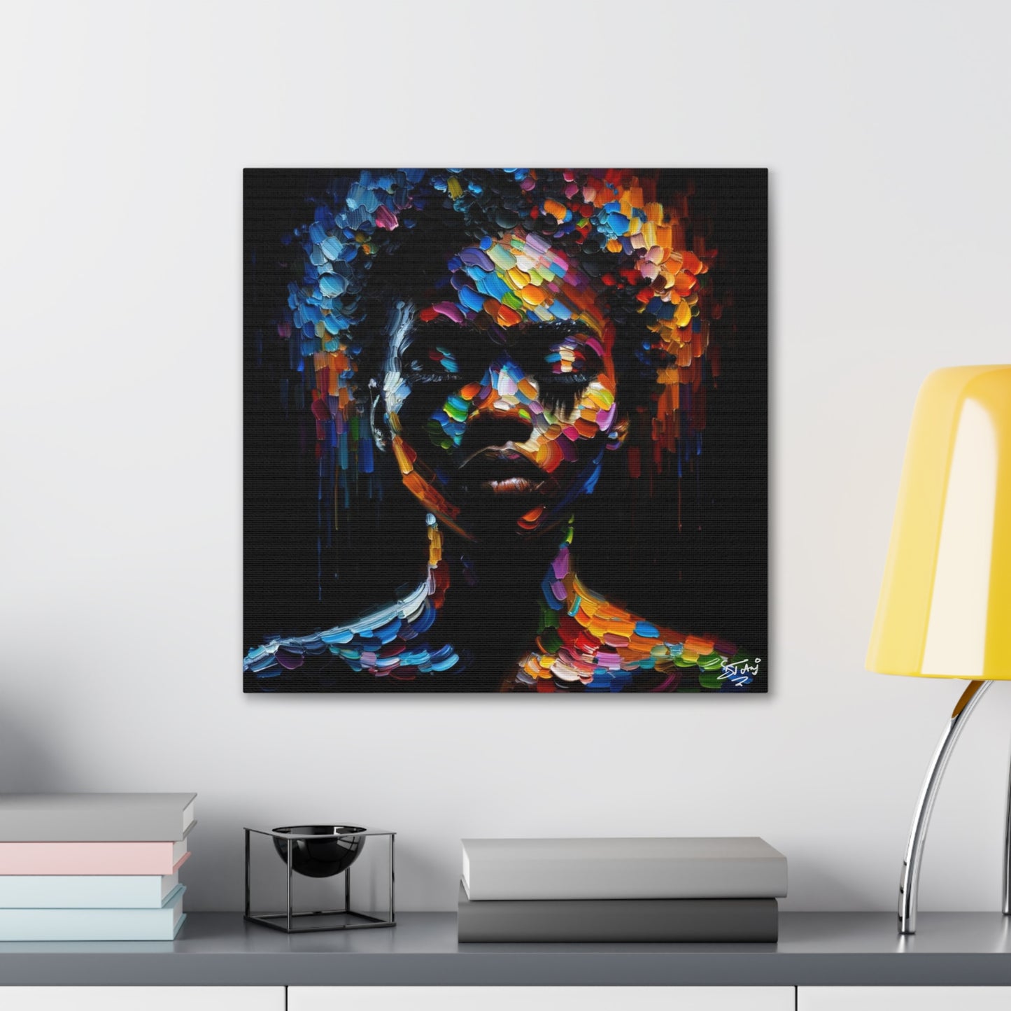 Art Print, Afro-Caribbean Woman "In Silhouette," Oil Finish, West Indian Ethnicity, Cultural, Heritage, Semi-Abstract, Canvas Gallery Wrap