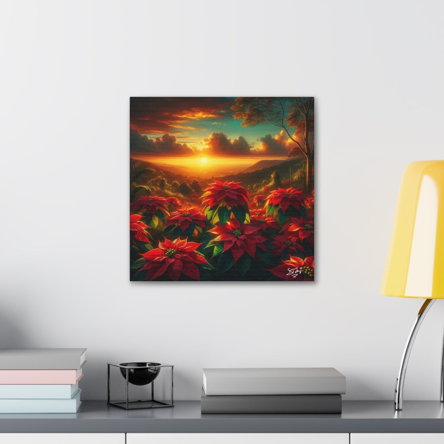 Print #2 of Wild Poinsettia Plants in the Caribbean During Sunset, Trinidad and Tobago, Canvas Gallery Wraps