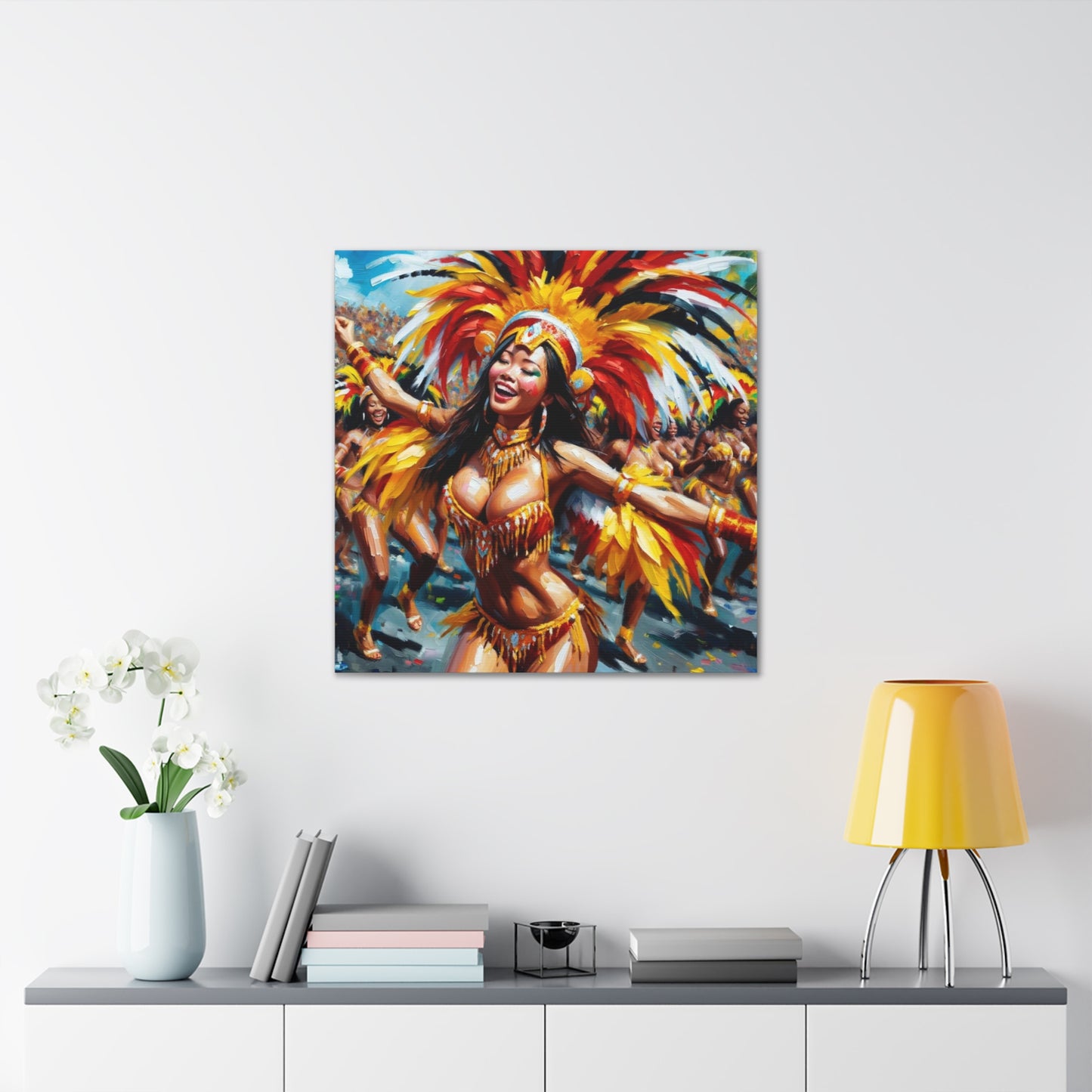 Art Print#7 of Trini Masquerader, Carnival, Oil Finish, West Indian Ethnicity, Cultural, Heritage, Art, Black Woman, Canvas Gallery Wraps