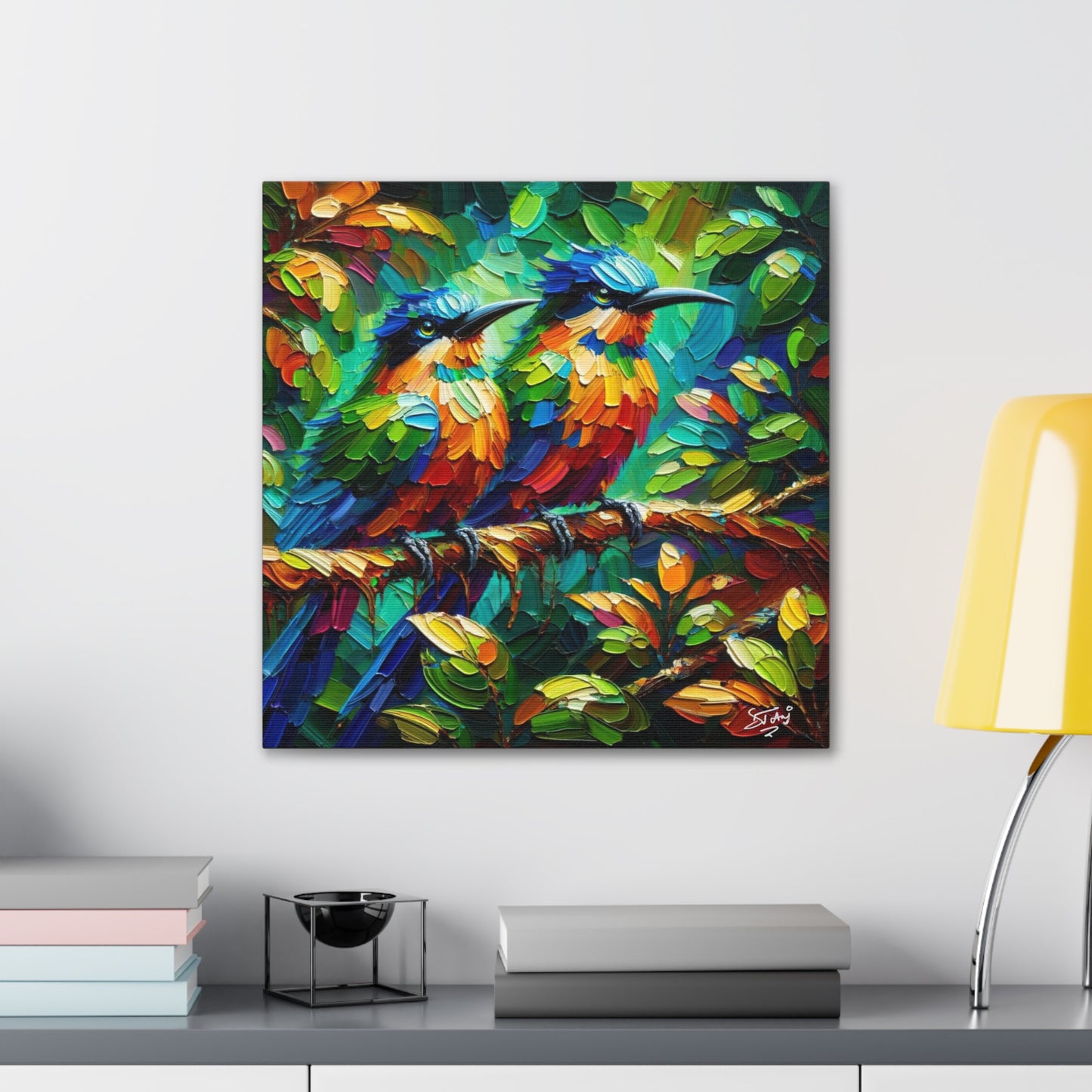 Art Print, Trinidad Motmot, Caribbean Birds, Abstract Oil Finish, Caribbean Nature, Cultural, Heritage, Canvas Gallery Wrap