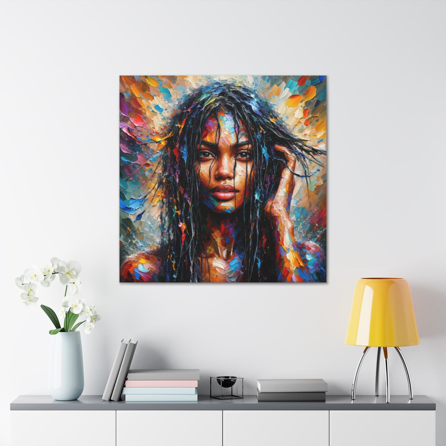 Art Print#6 of Trini Woman - Chilling in the Caribbean Sea, Oil Finish, West Indian Ethnicity, Cultural, Heritage Art, Canvas Gallery Wraps