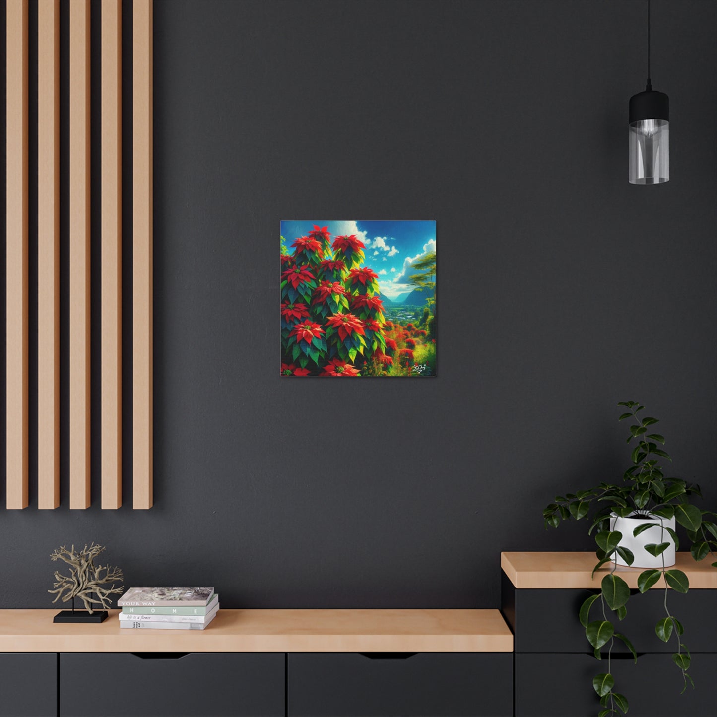 Print of Wild Poinsettia Plants on Sunny Day in the Caribbean, Trinidad and Tobago, Canvas Gallery Wraps