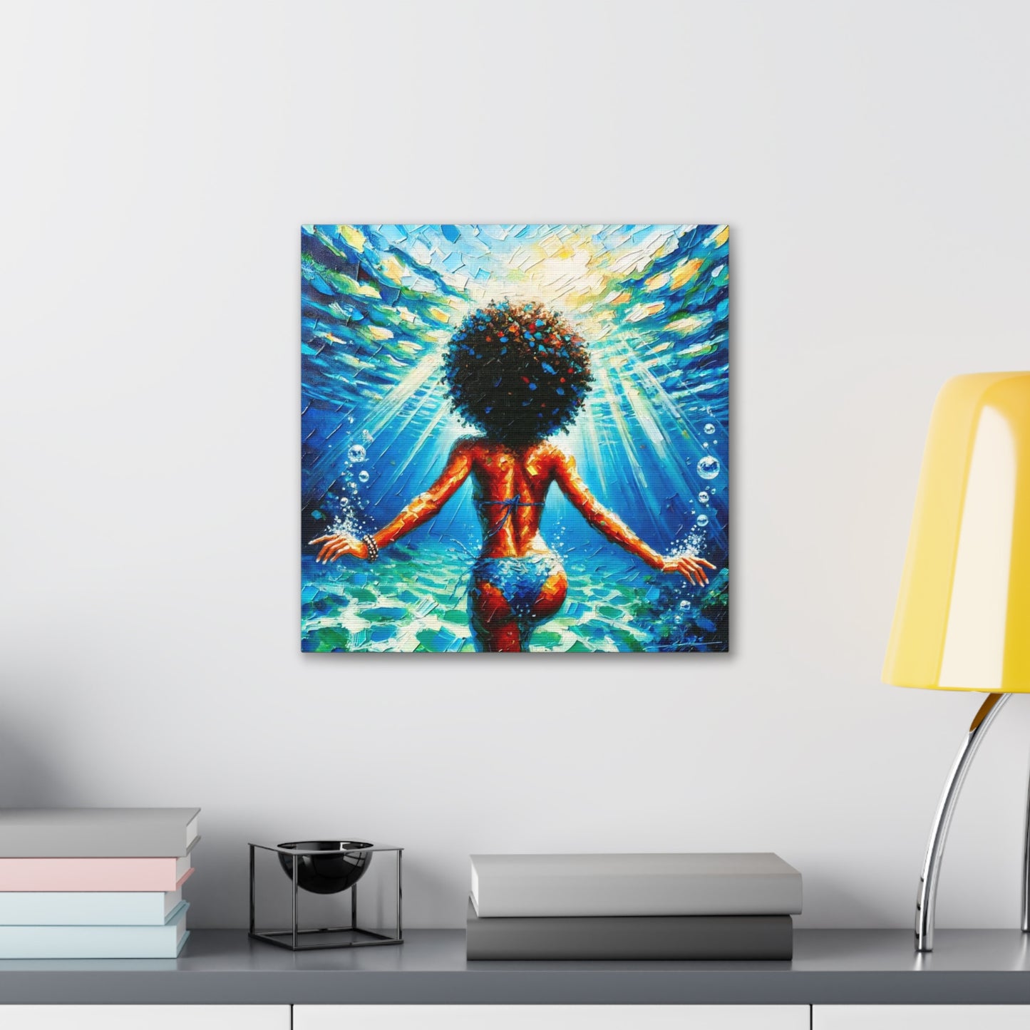 Art Print, Afro-Caribbean Woman, "Submerged" Oil Finish, West Indian Ethnicity, Cultural, Heritage, Abstract, Canvas Gallery Wrap