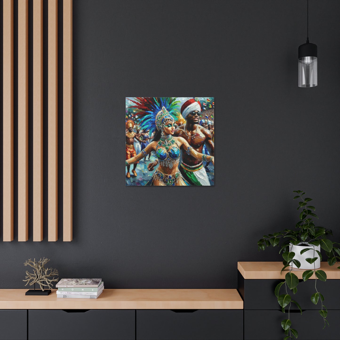 Art Print, Trini Masqueraders#3, Carnival, Oil Finish, West Indian Ethnicity, Cultural, Heritage, Indo & Afro Caribbean, Canvas Gallery Wrap