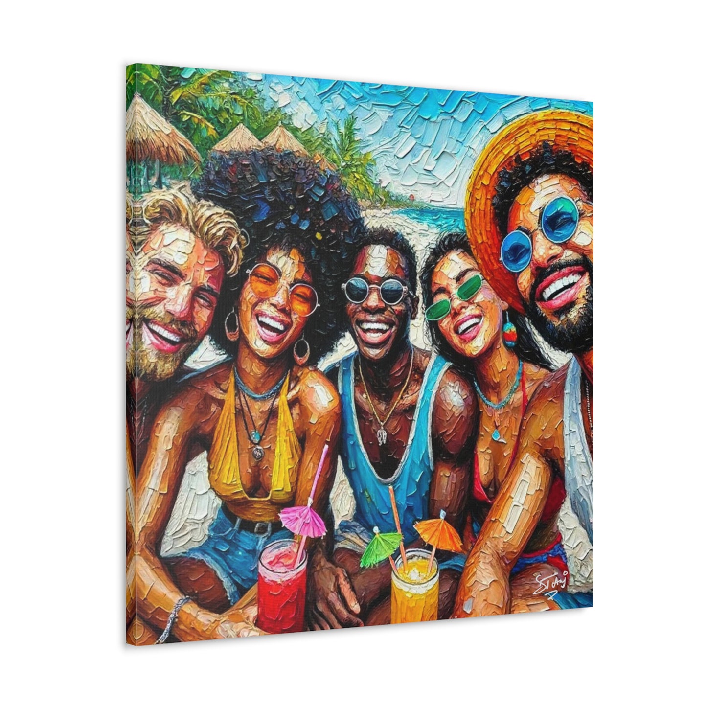 Art Print, Caribbean People, "Melting Pot" Oil Finish, West Indian Ethnicity, Cultural, Heritage, Abstract, Canvas Gallery Wrap