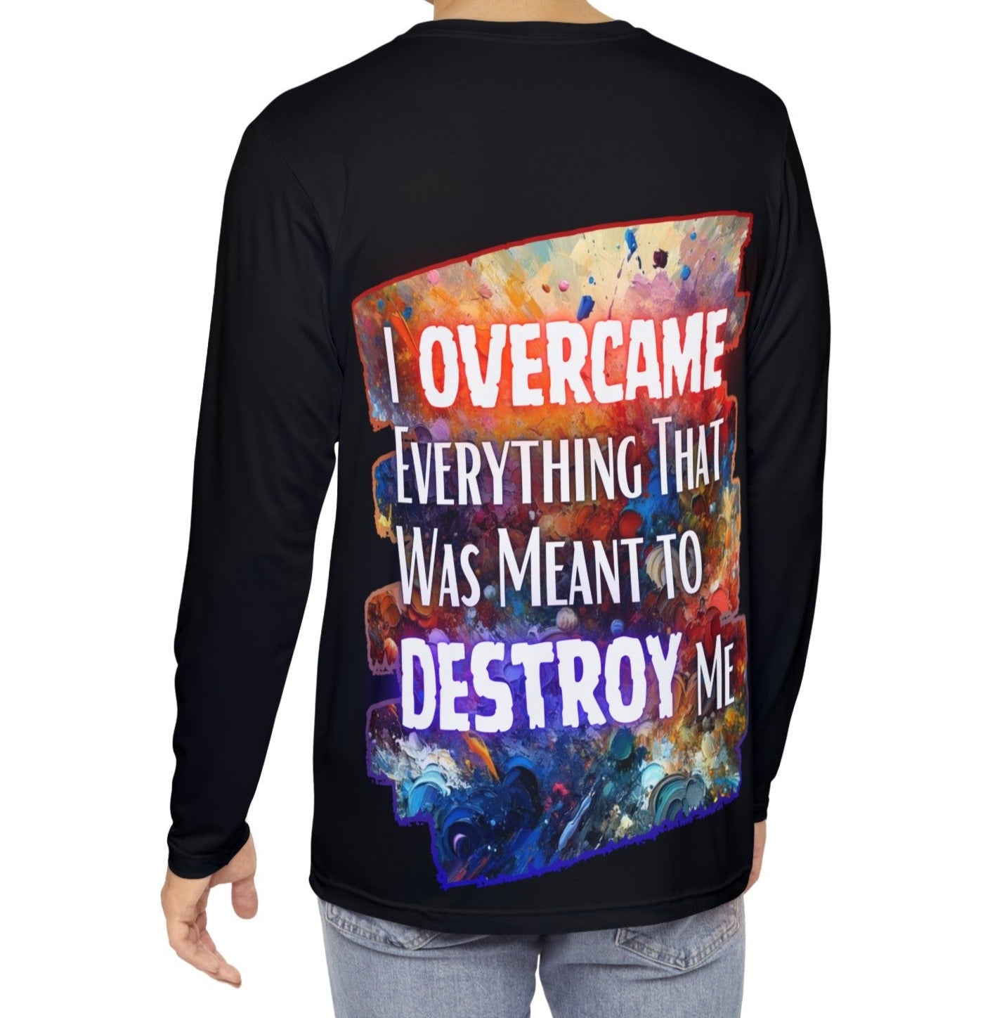 Men's Brushed Polyester Long Sleeve Shirt (AOP) "I Overcame Everything..."