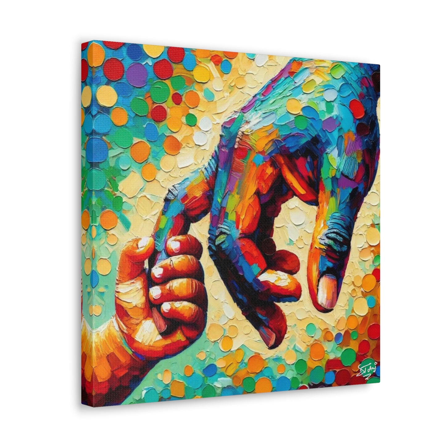 Art Print, Afro-Caribbean Father & Son, Oil Finish, West Indian Ethnicity, Cultural, Heritage, Abstract, Canvas Gallery Wrap