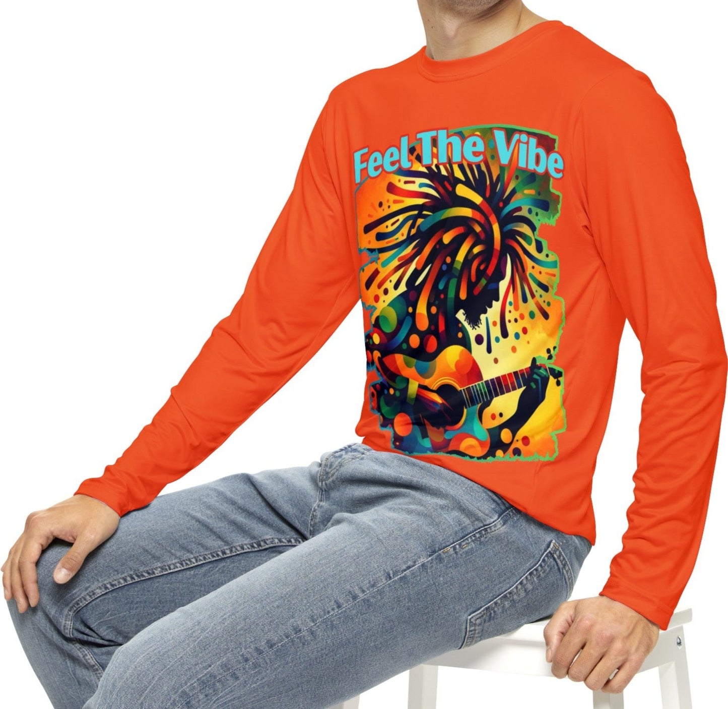 Men's Brushed Polyester Long Sleeve Shirt (AOP) "Feel The Vibe"