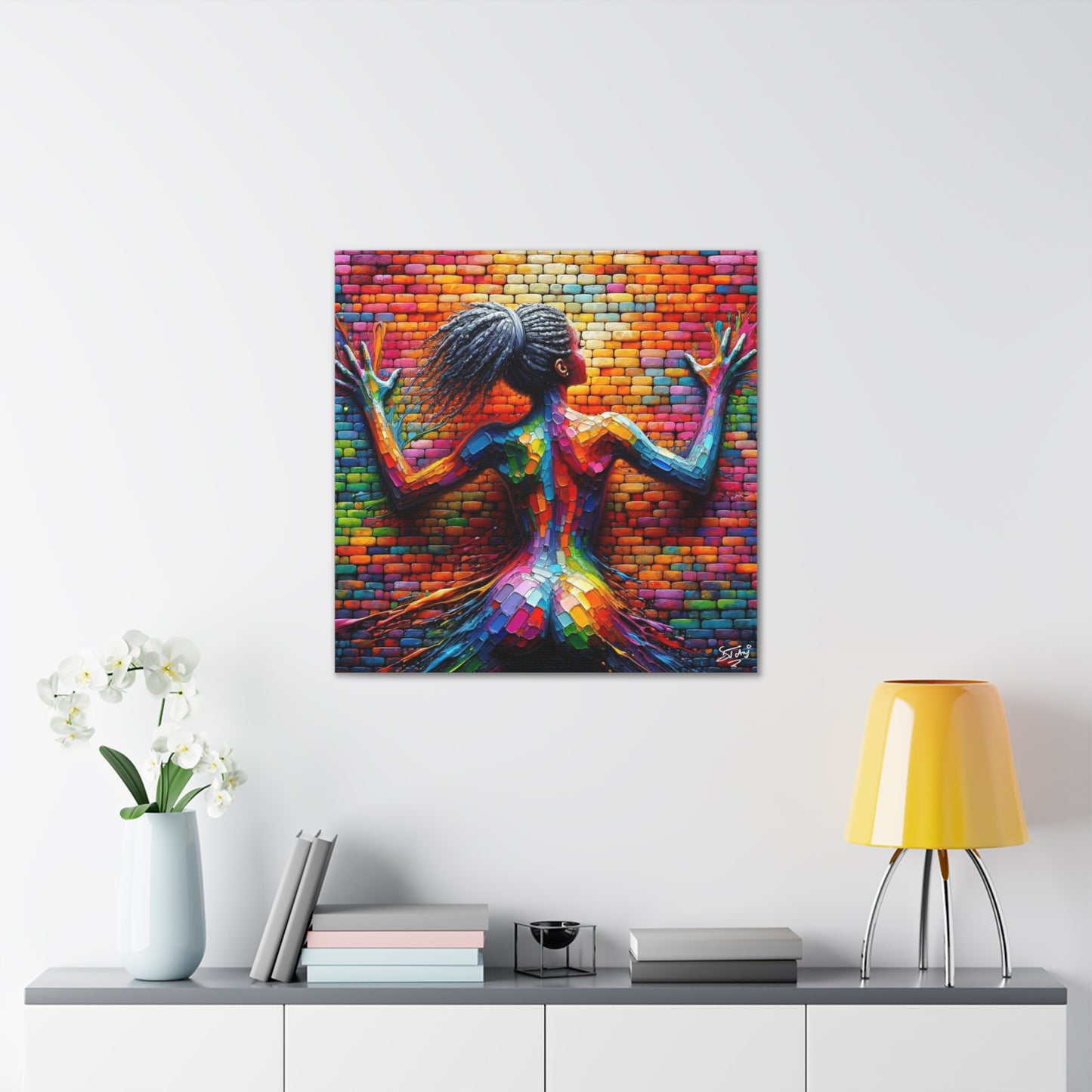 Art Print, Afro-Caribbean Woman, Oil Finish, West Indian Ethnicity, Cultural, Heritage, Semi-Abstract, Canvas Gallery Wrap