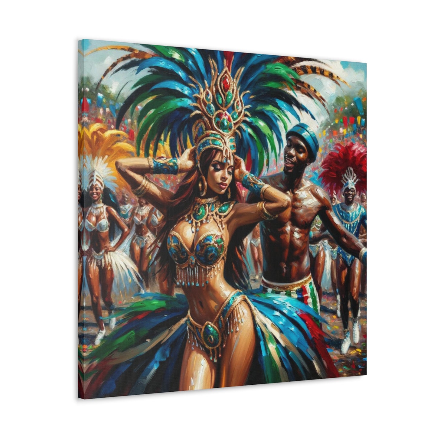 Art Print, Trini Masqueraders, Carnival, Oil Finish, West Indian Ethnicity, Cultural, Heritage, Indo & Afro Caribbean, Canvas Gallery Wraps