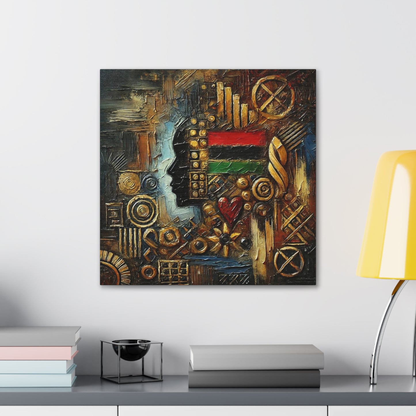 Art Print, African Print, Black Power, African Mask, Abstract Oil Finish, Unity, One Love, Canvas Gallery Wrap