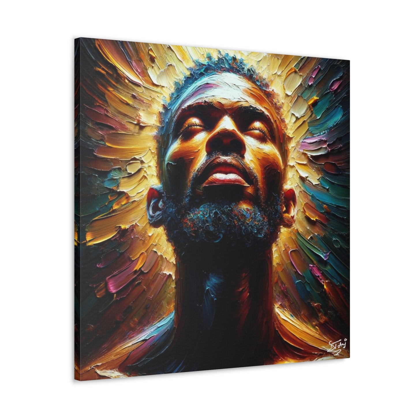 Art Print, Afro-Caribbean Man, "In the Light" Oil Finish, West Indian Ethnicity, Cultural, Heritage, Abstract, Canvas Gallery Wrap