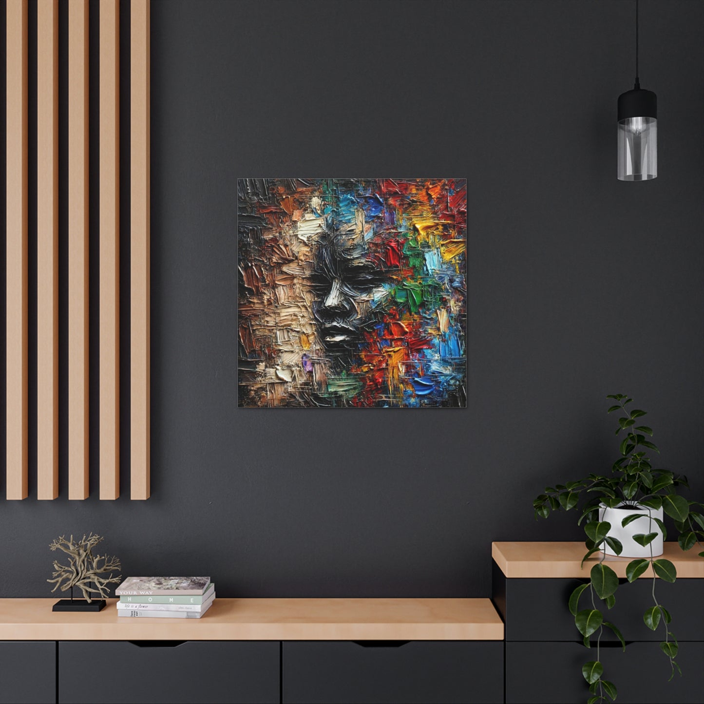 Art Print, African Print, Black Power, African Mask, Abstract Oil Finish, Unity, One Love, Canvas Gallery Wrap