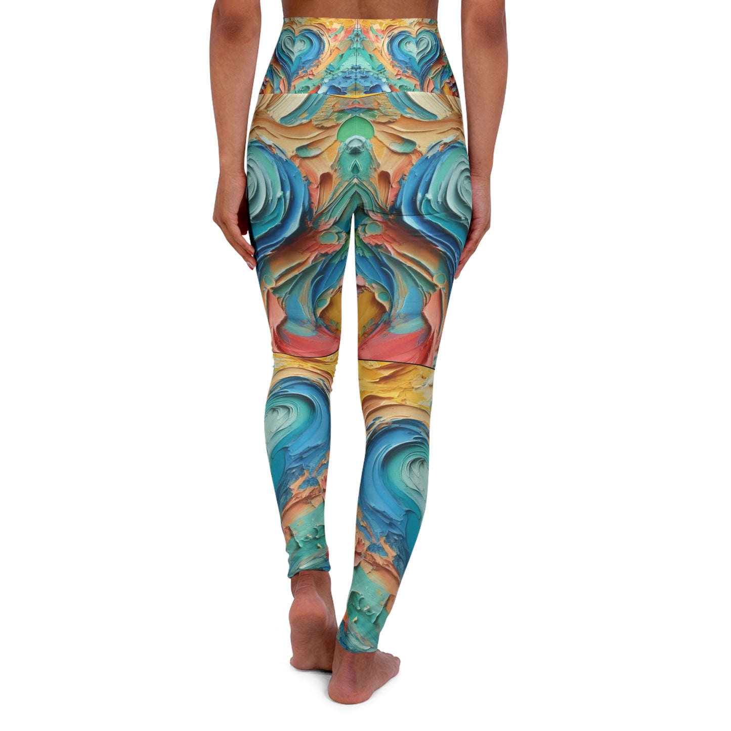 High Waisted Yoga Leggings (AOP) Abstract "Heart" Print